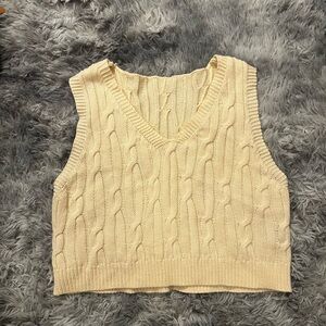 SHEIN Cream Knit Sweater Vest